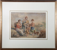 Antique Late 19th Century Watercolour - Breaking the Journey