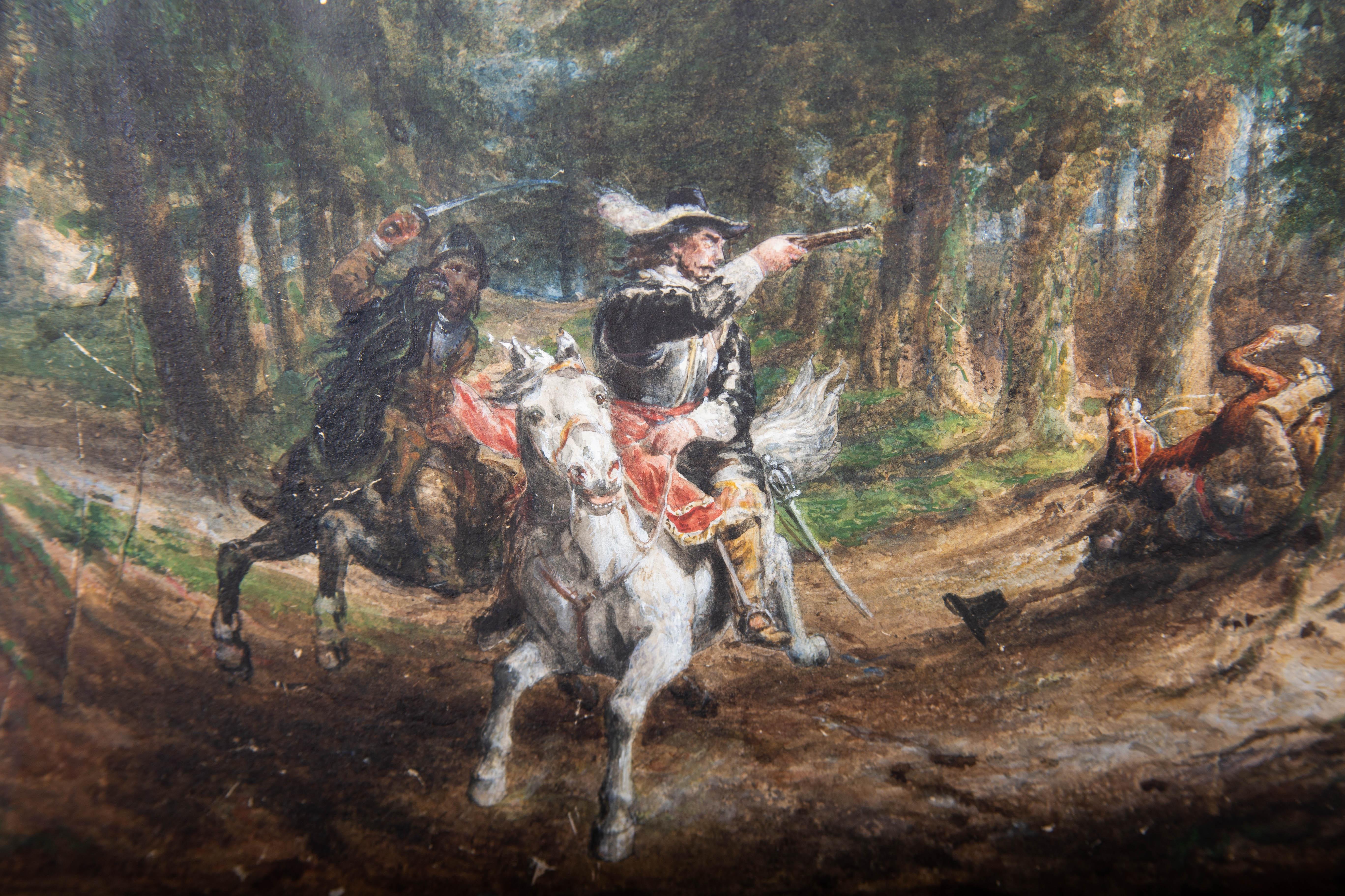 W.P. - Acquerello del 1870, Cavalieri e Teste Rotonde in vendita 3