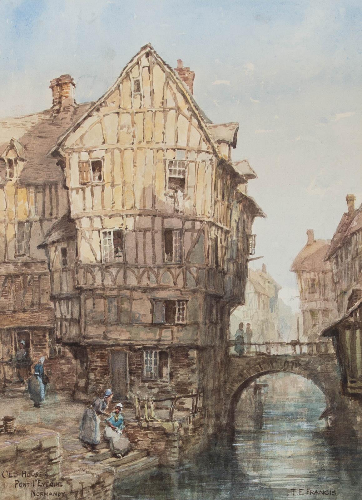 Thomas E. Francis (1873-1961) - Watercolour, Houses at Pont-l'Eveque, Normandy - Art by Thomas Edward Francis