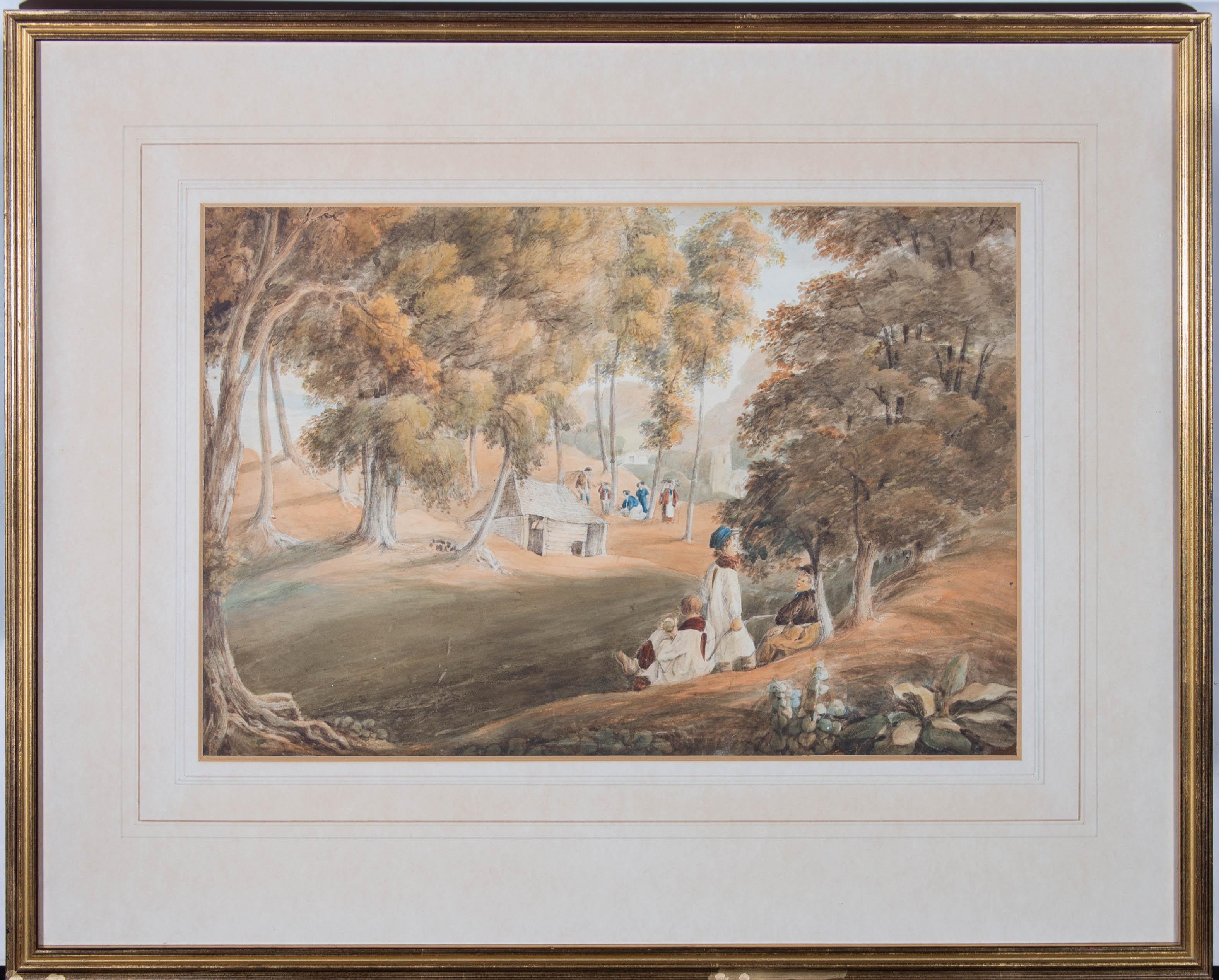 Unknown Landscape Art - 19th Century Watercolour - Outdoor Activities