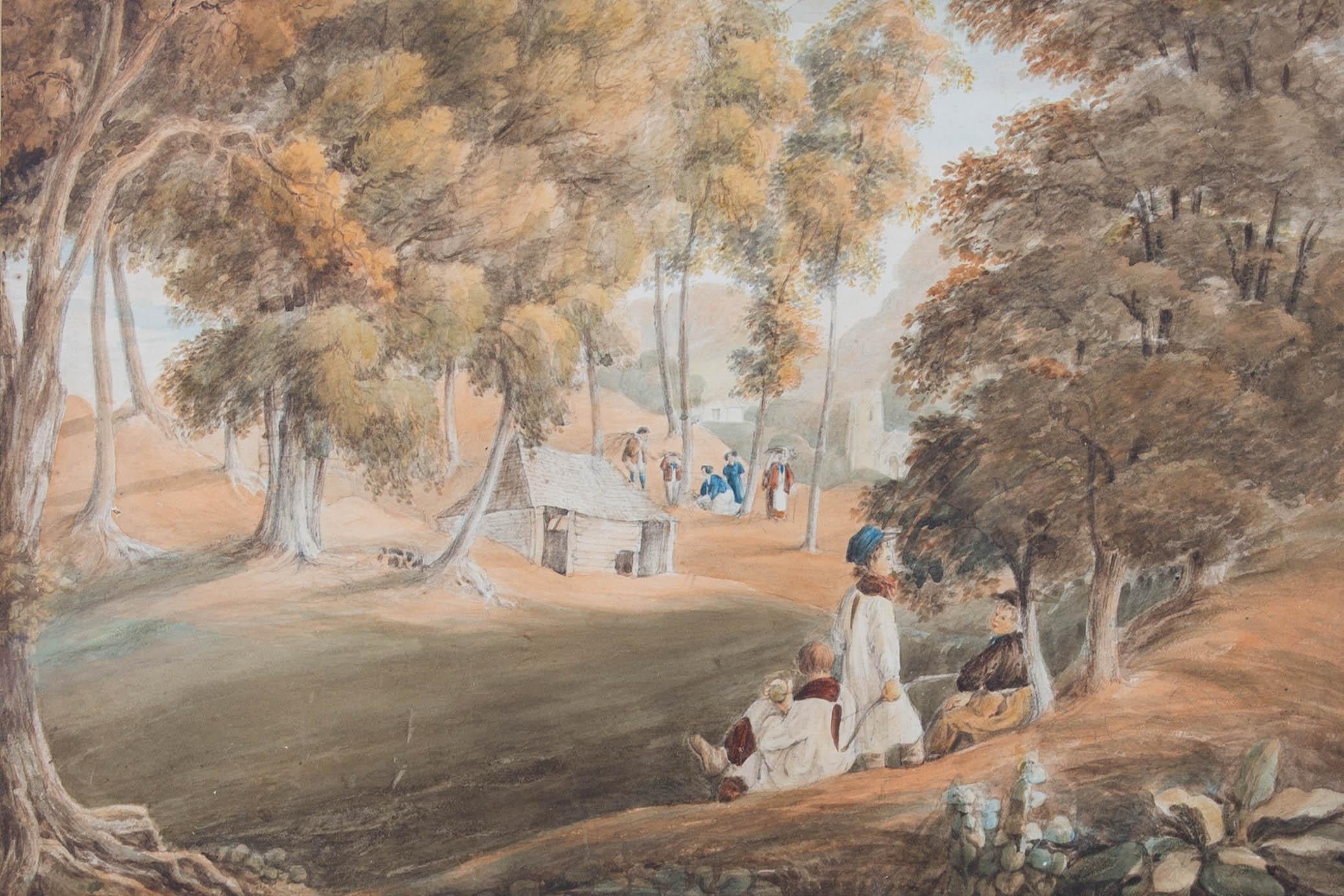 19th Century Watercolour - Outdoor Activities - Art by Unknown