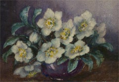 Vintage Marion Broom RWS (1878-1962) - Watercolour, White Flowers in Blue Vase