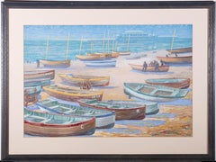 Mid 20th Century Gouache - Beached Boats