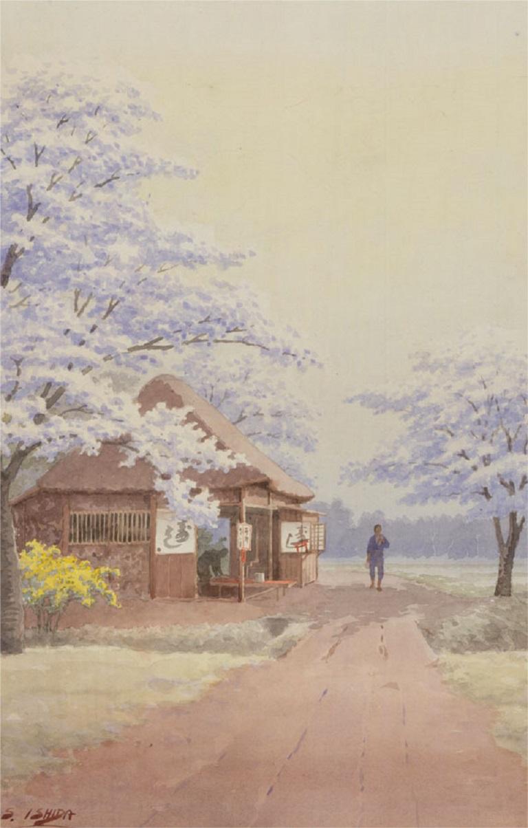 Shigesaburo Ishida (1880-1960) - Mid 20th Century Watercolour, Blossoming Trees For Sale 2
