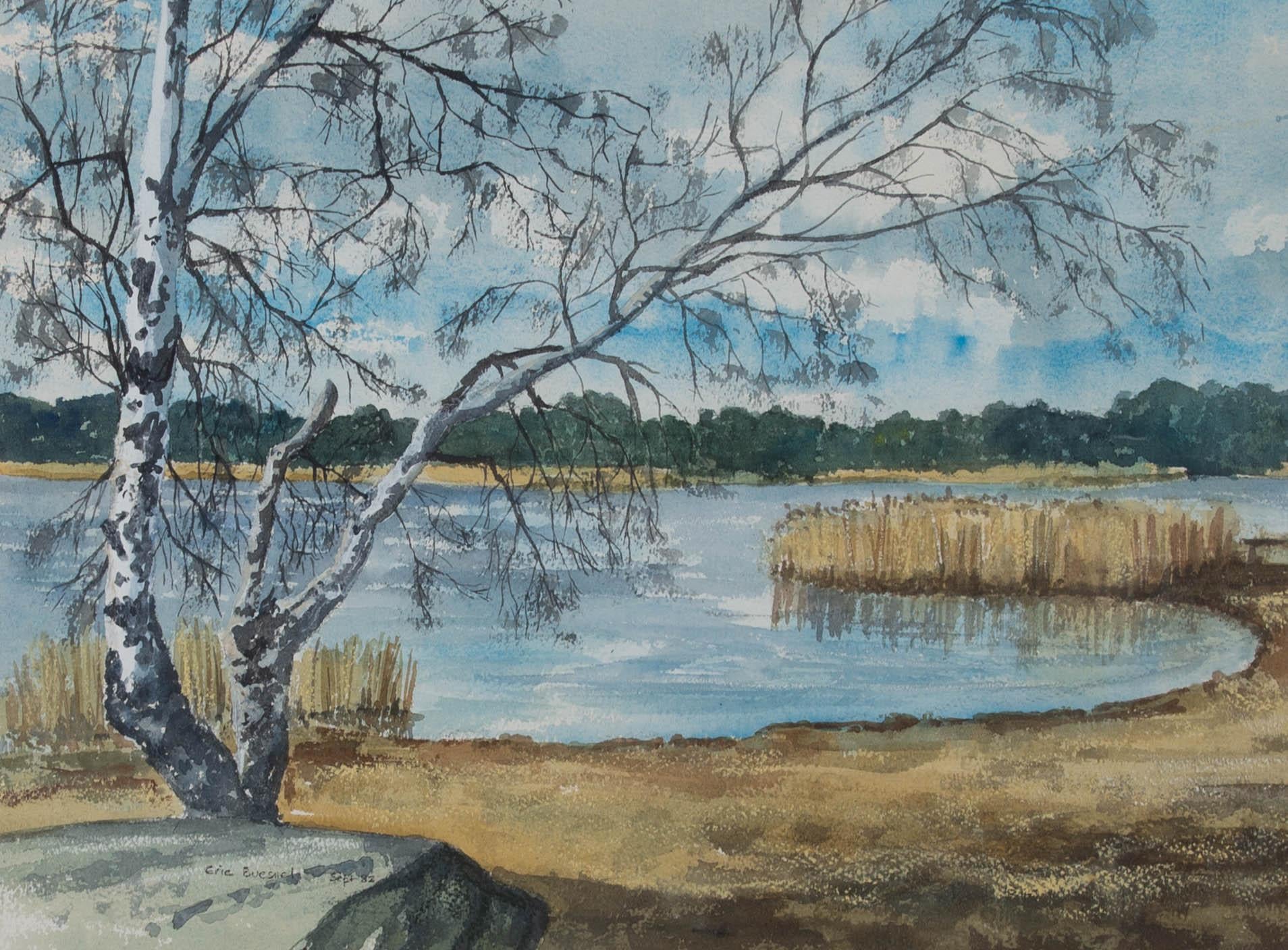 Eric Buesnel - 1982 Watercolour, Lakeside For Sale 2