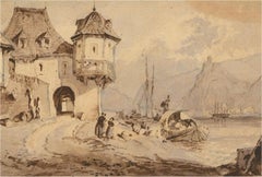 Attribut. Clarkson Frederick Stanfield (1793-1867) - Aquarell, Stadtszene