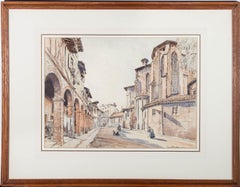Dennis Flanders RBA, RWS (1915-1994) - 1952 Watercolour, Courtyard in Languedoc