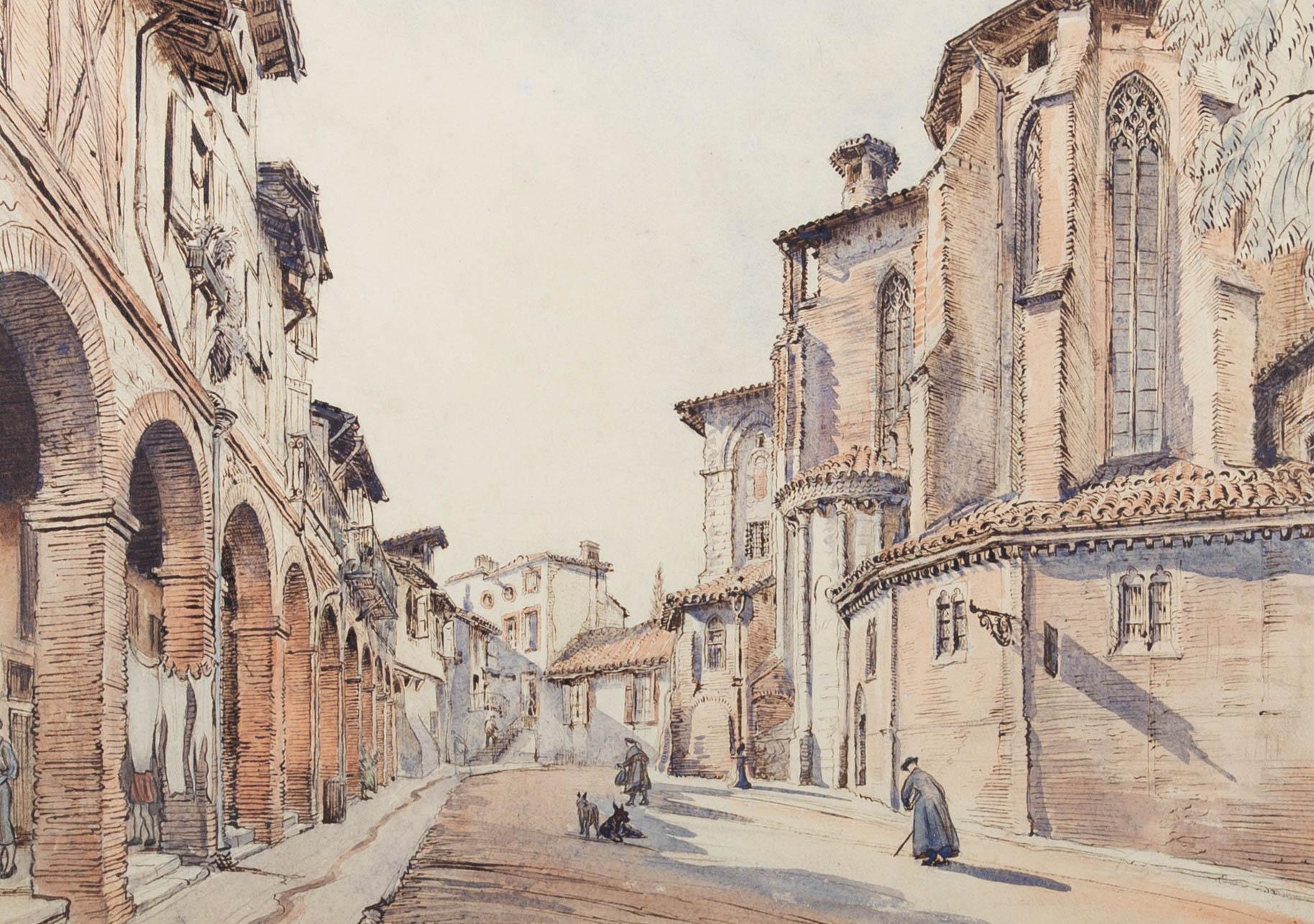 Dennis Flanders RBA, RWS (1915-1994) - 1952 Watercolour, Courtyard in Languedoc 1