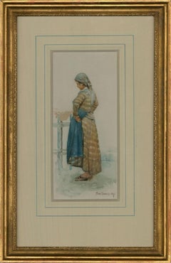 Frank Richards RBA (1863-1935) - 1893 Watercolour, The Fisherman's Wife