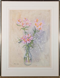 Robert Tucker - 20th Century Watercolour, Freesias and Blossom Sprays