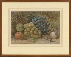 Antique D. Harrison - 1893 Watercolour, Grapes, Hazelnuts And Apples