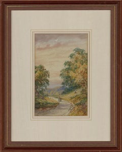 Aquarelle de Lennard Lewis RA (1826-1913), fin du XIXe siècle, ouvrage de bordure de campagne