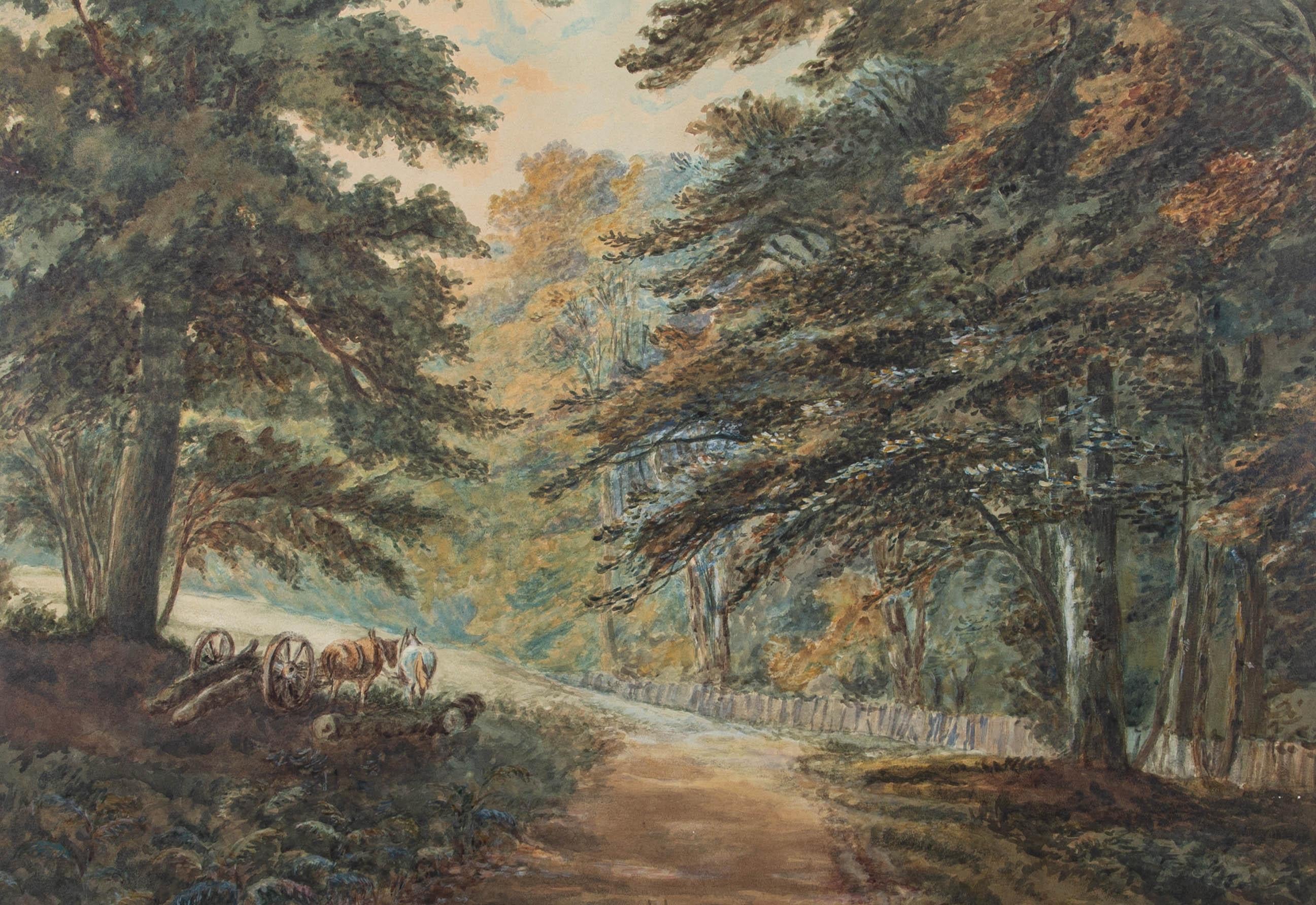 19. Jahrhundert Aquarell – Jagdpferde – Art von Unknown