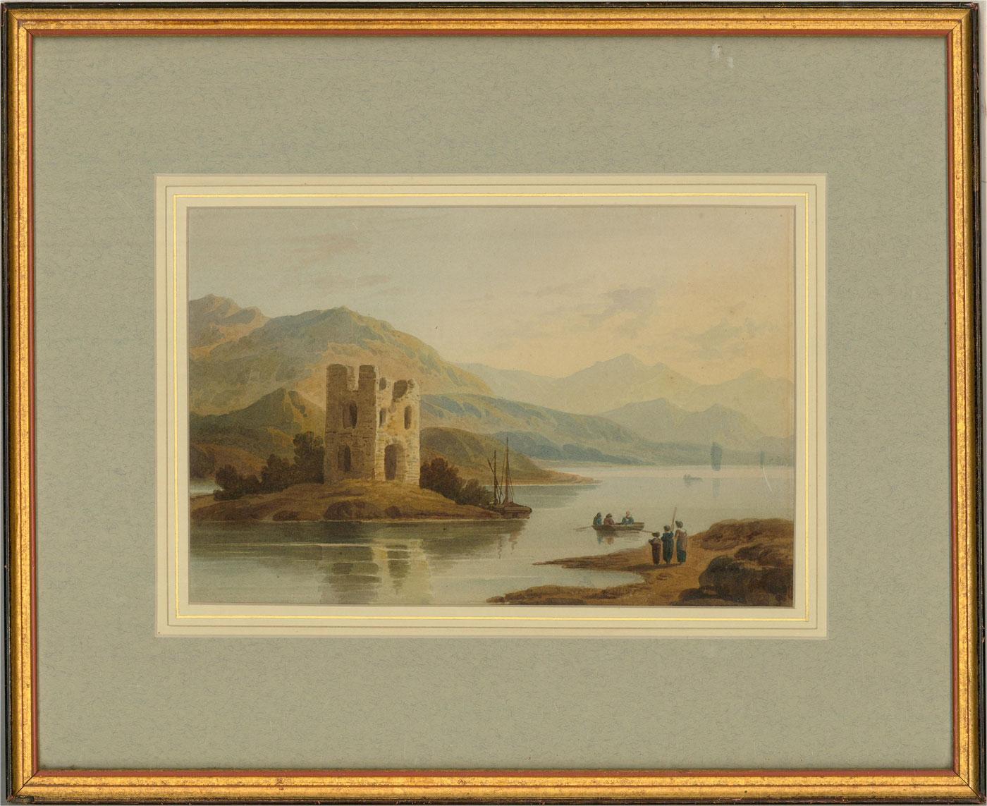 Early 19th Century Watercolour - Highland Ruin - Brown Landscape Art by Unknown
