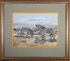 H.C. Babington - Contemporary Gouache, Grevy's Zebras