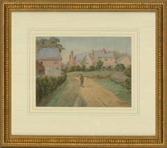 Antique H. Warren Williams - 1890 Watercolour, Figure on Country Lane
