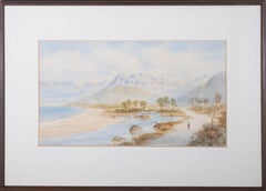 George Lothian Hall (1825-1888) - Aquarelle, lac de montagne, 1879