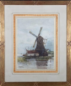 Antique George Stratton Ferrier - 1892 Watercolour, The Windmill