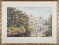 Antique A. F. Jitterton - 1878 Watercolour, Warwick Castle From The River
