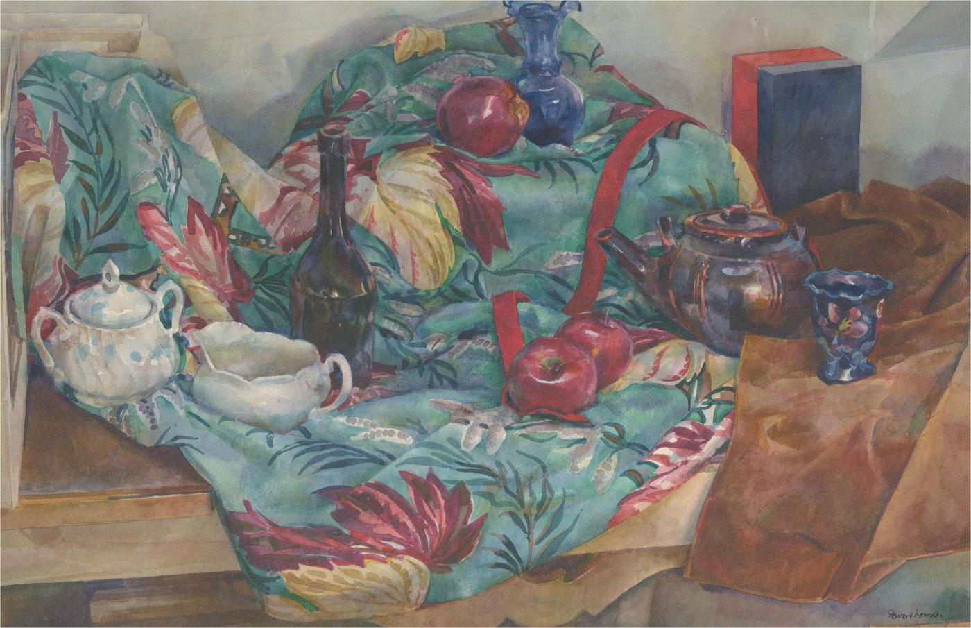 Stewart Lowdon (b. 1932) - 20th Century Watercolour, Apples and China 1