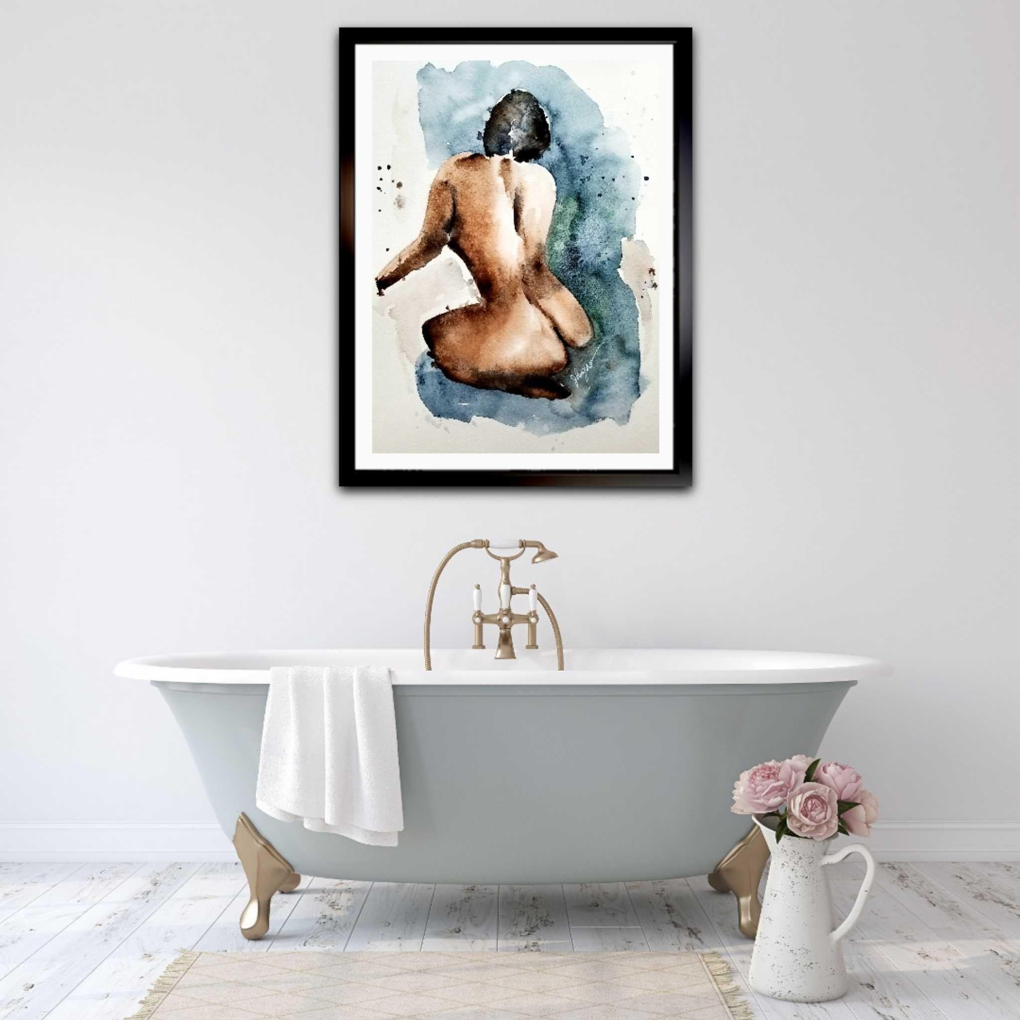 Nude Frau, Gemälde, Aquarell auf Aquarellpapier (Zeitgenössisch), Art, von Jim Lagasse