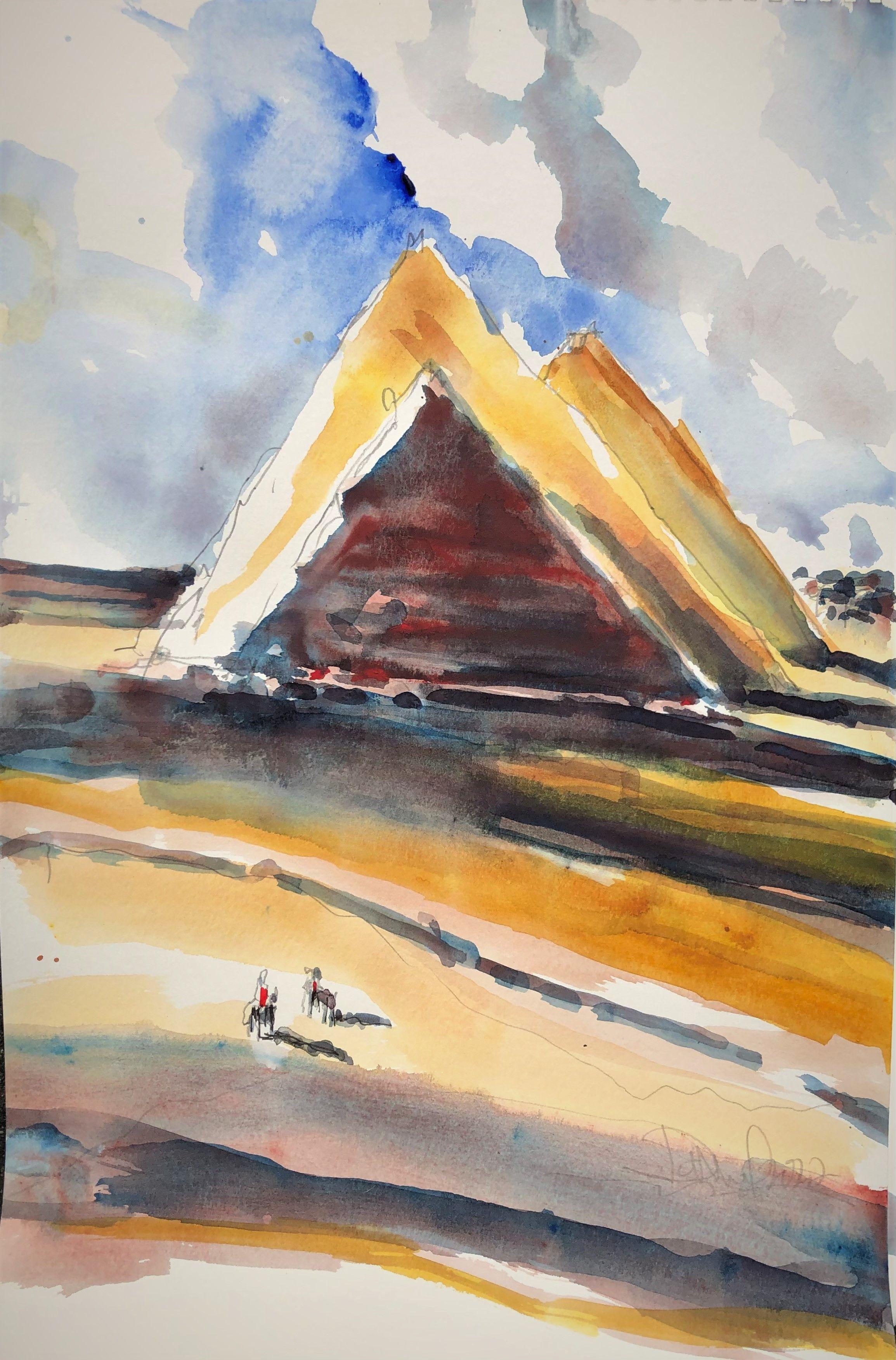 Giza, Painting, Watercolor on Watercolor Paper - Art by Daniel Clarke