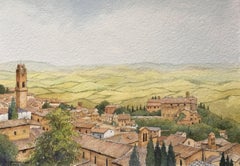 Montepulciano, Toscane.Italie, peinture, aquarelle sur papier aquarelle
