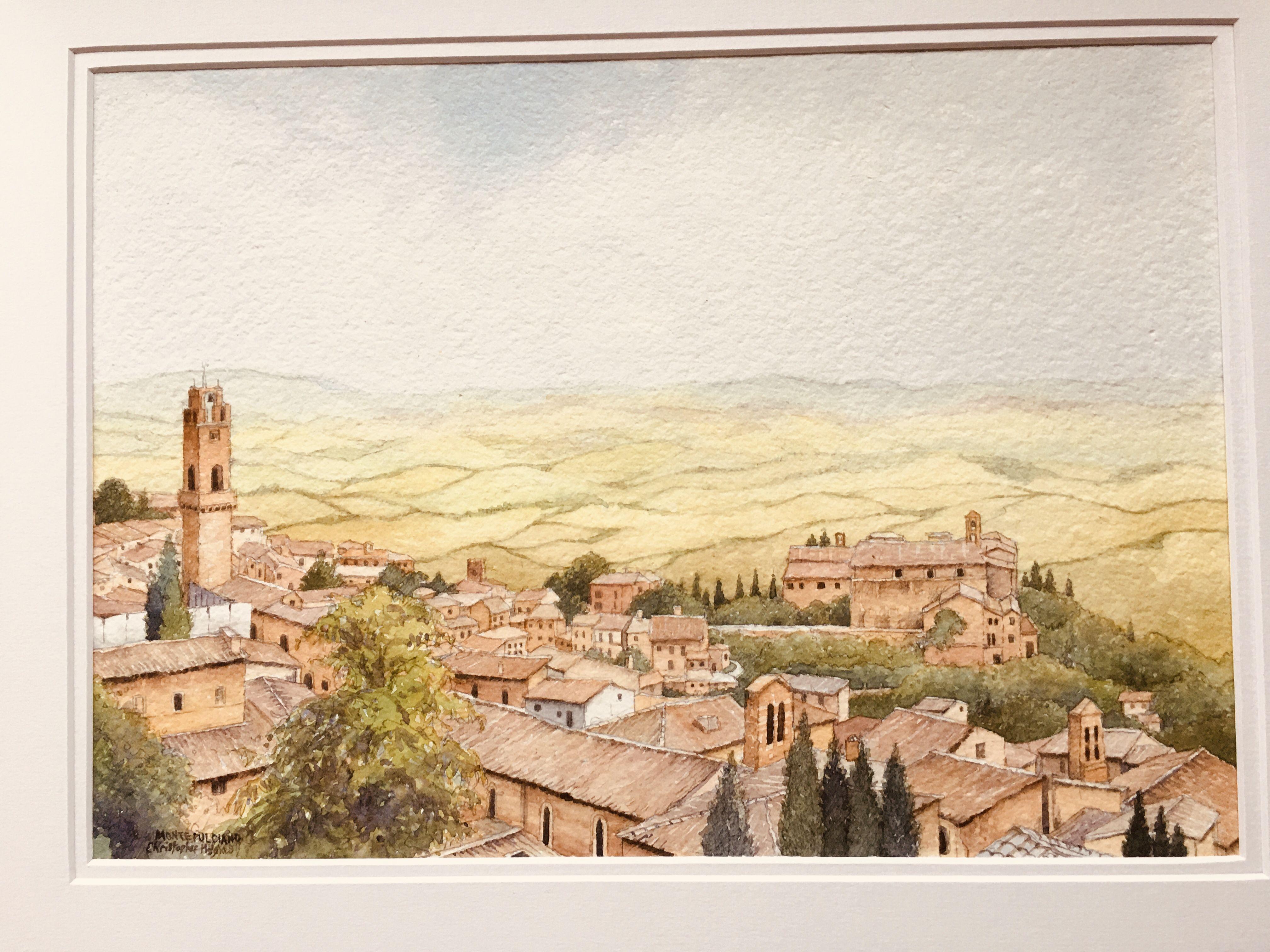 Montepulciano.Toscana.Italia, Pittura, Acquerello su carta acquerellata - Art Altro stile artistico di Christopher Hughes