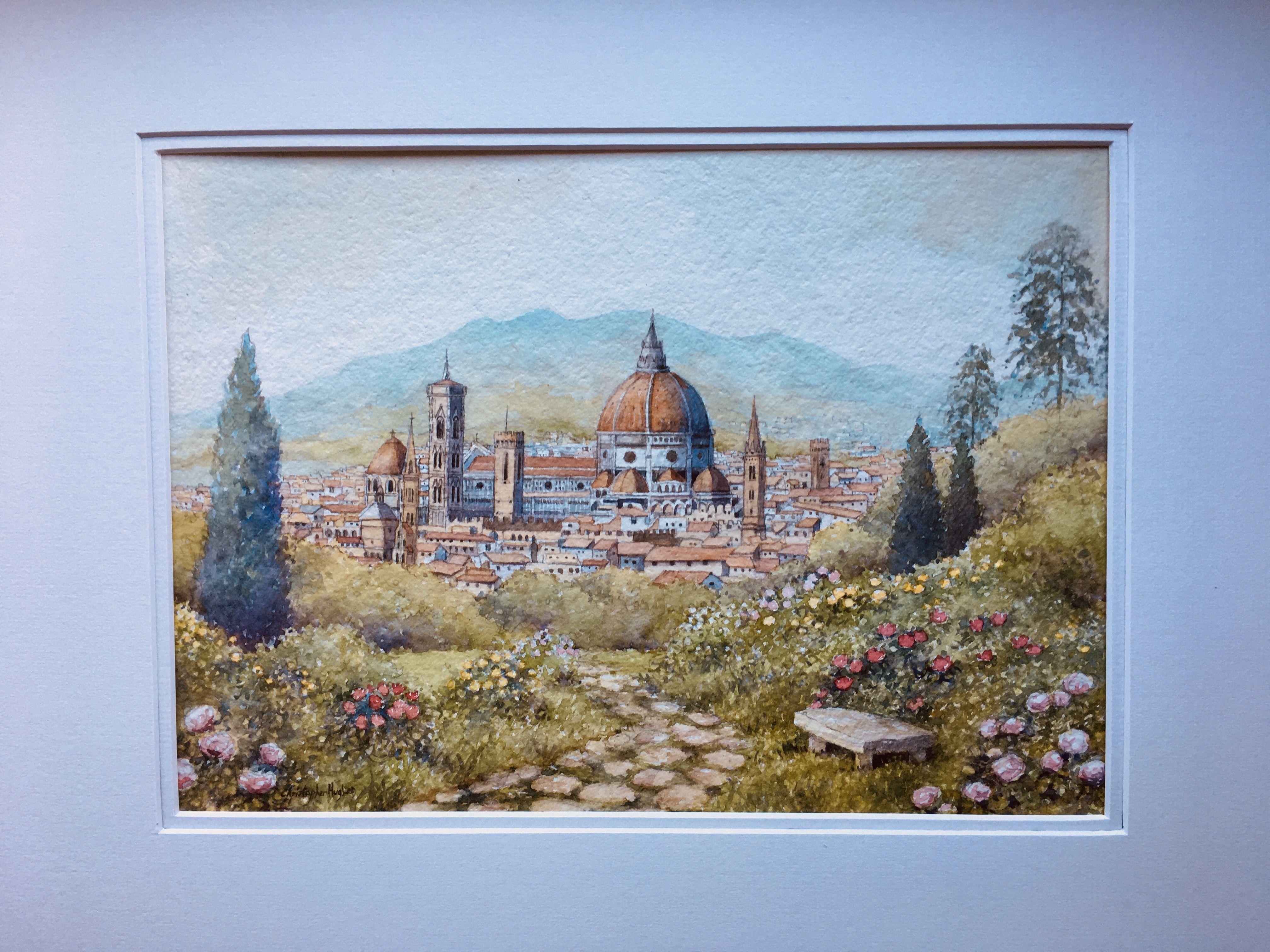 Florence.Boboli Gardens, peinture, aquarelle sur papier aquarelle - Autres styles artistiques Art par Christopher Hughes