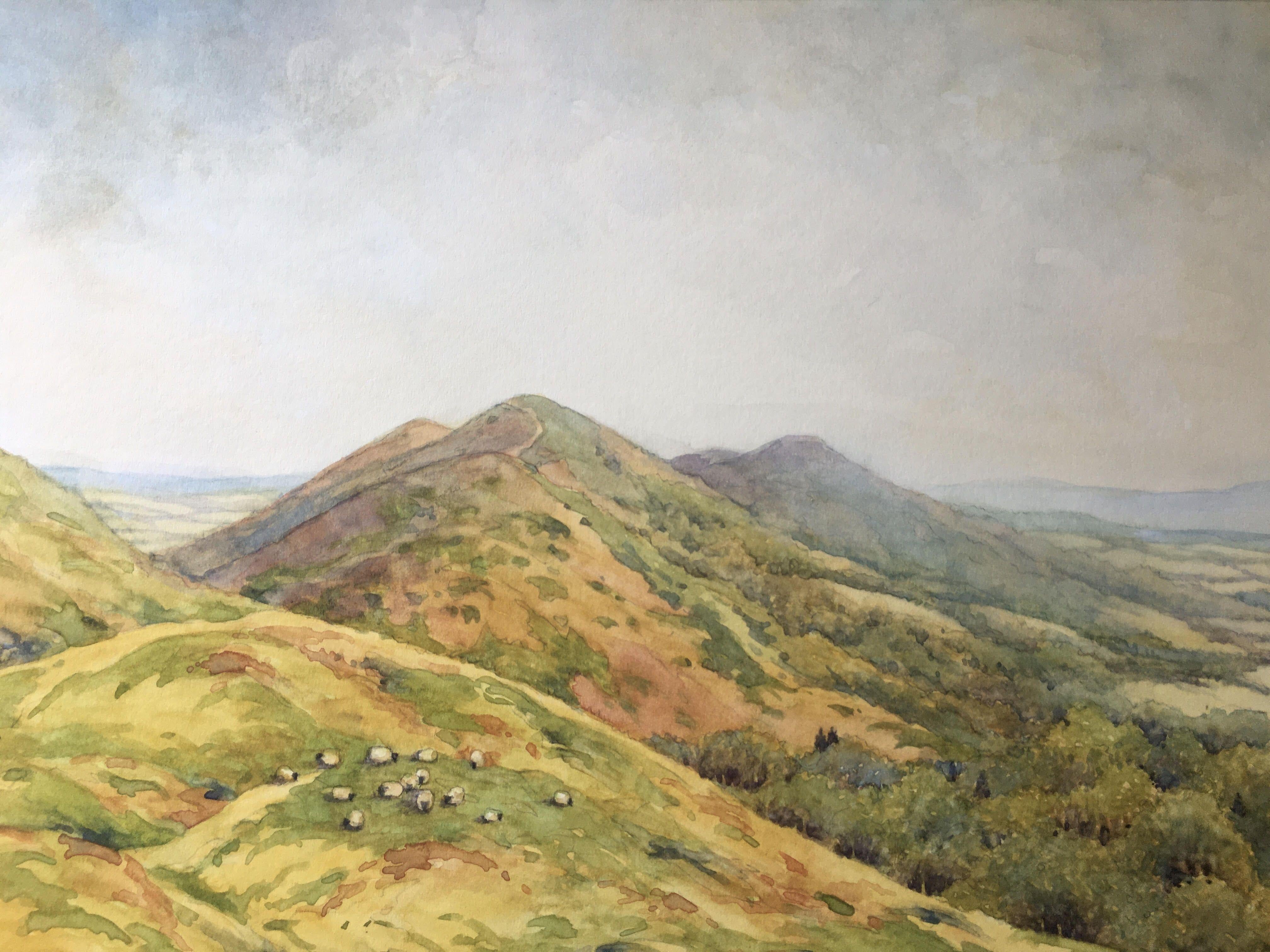 On the Malvern Hills. Original watercolour, Painting, Watercolor on Watercolor - Art by Christopher Hughes