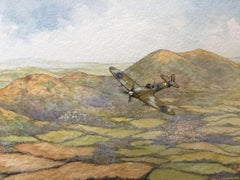 Malvern Spitfire. Original  Watercolour, Painting, Watercolor on Watercolor