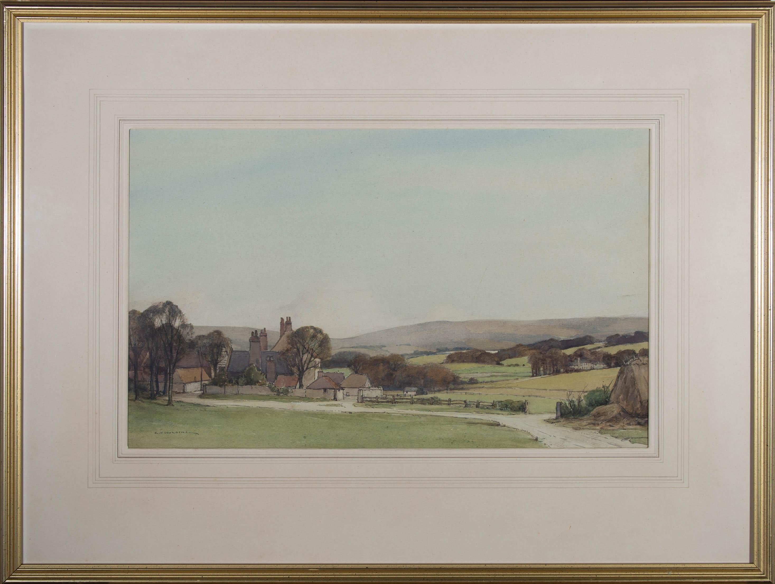 Edgar Thomas tenant RWS (1870-1952) - Early 20thC Watercolour, Little Bignor, Petite aquarelle - Art de Edgar Thomas Holding RWS