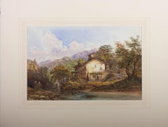 Mid 19th Century Watercolour - Mountain Chalet