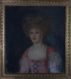 Early 19th Century Watercolour - Girl In Pink