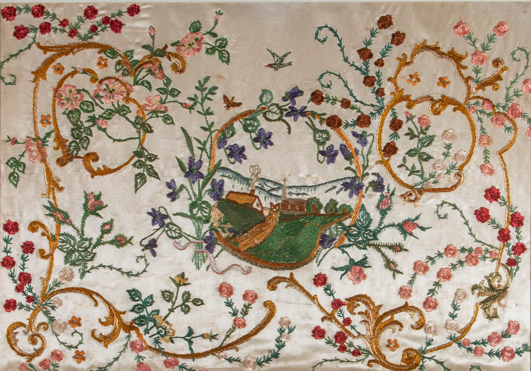 Early 20th Century Embroidery - Church and Cottage 2