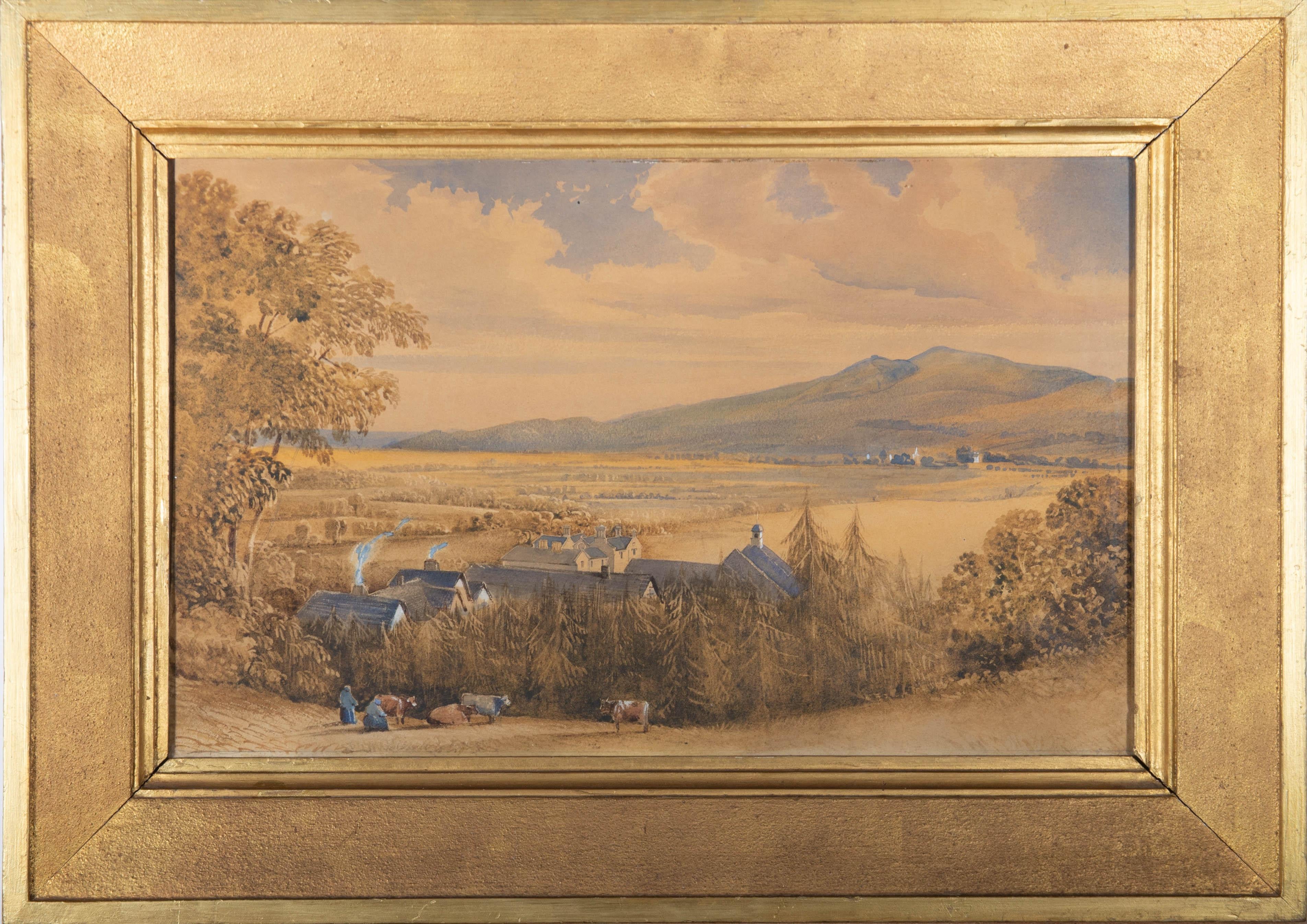 Unknown Landscape Art - Mid 19th Century Watercolour - Hamlet in the Valley