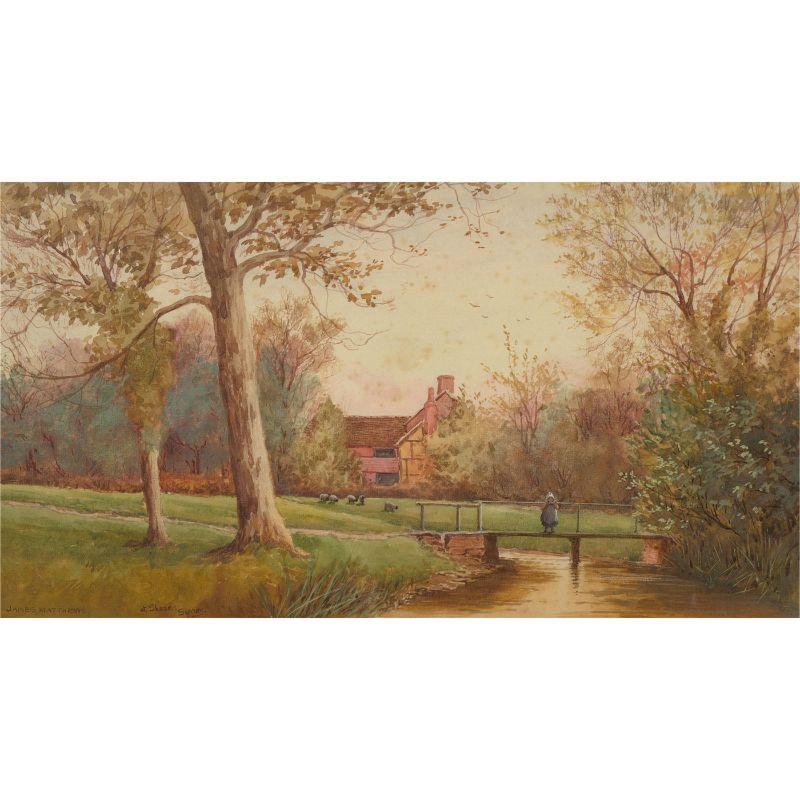 James Matthews - Aquarelle de la fin du XIXe siècle, At Shere, Surrey 3
