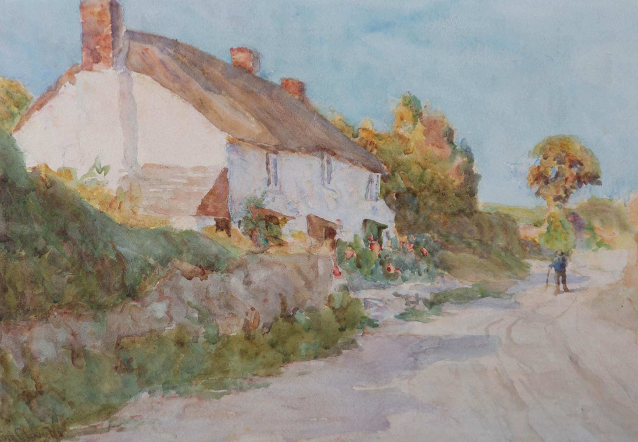 Tom Clough (1867-1943) - Turn of the Century Watercolour, A Country Lane 4