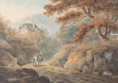 Framed Early 19th Century Watercolour - Figure in a Landscape