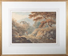 Framed Early 19th Century Watercolour - Figure in a Landscape