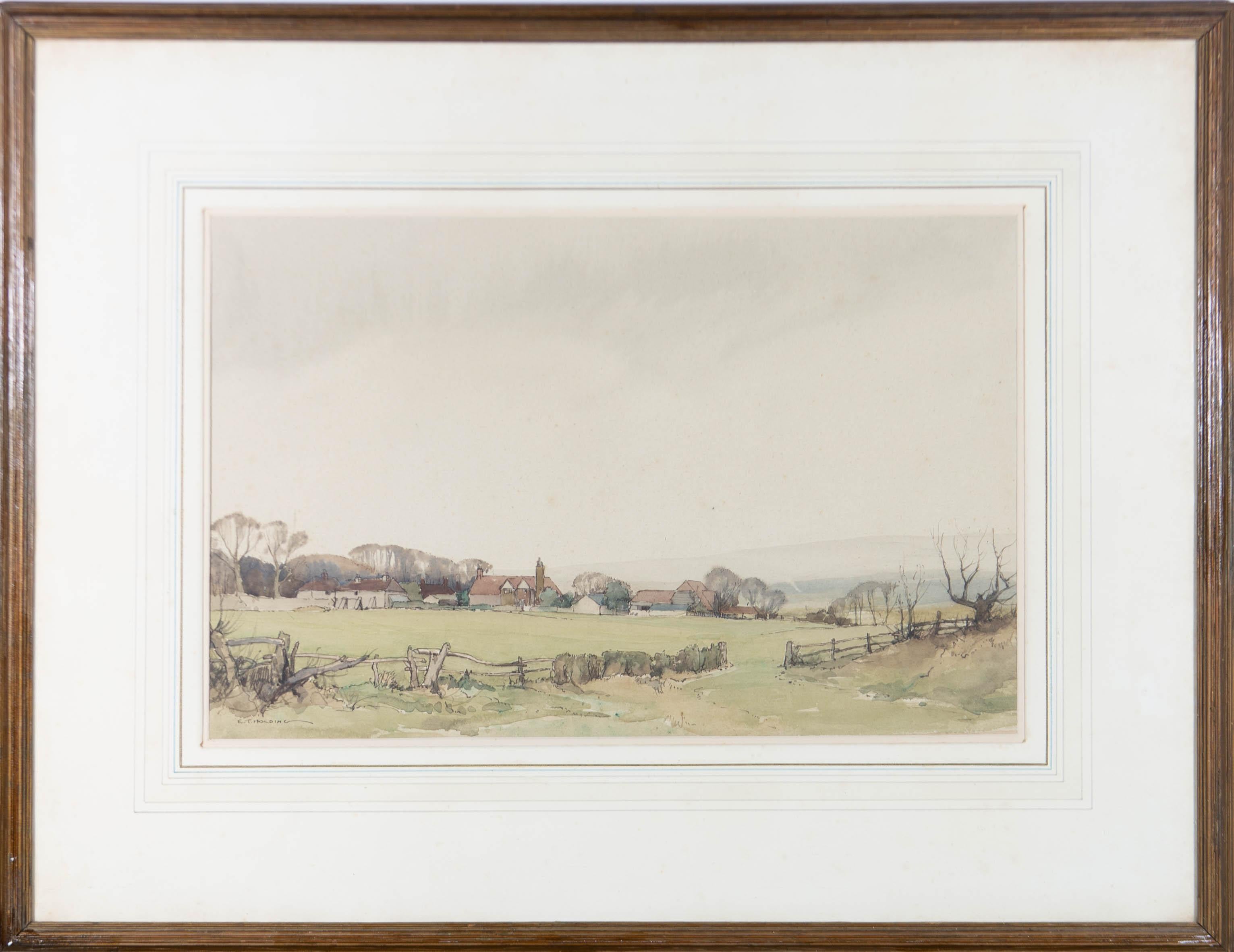 Edgar Thomas holding (1870-1952) - Aquarell des frühen 20. Jahrhunderts, Frühlingsfarben – Art von Edgar Thomas Holding