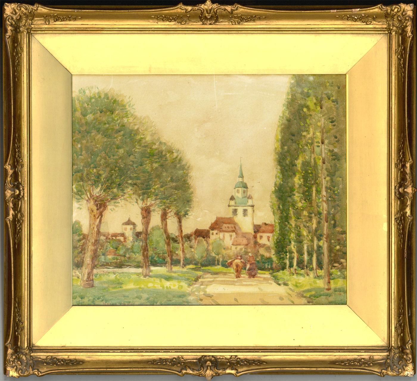 George Graham (1881-1949) - Signed and Framed 1916 Watercolour, The French Town 3