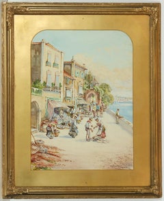 Pablo Martinado (1856-1937) – signiertes Aquarell, italienische Marktszene