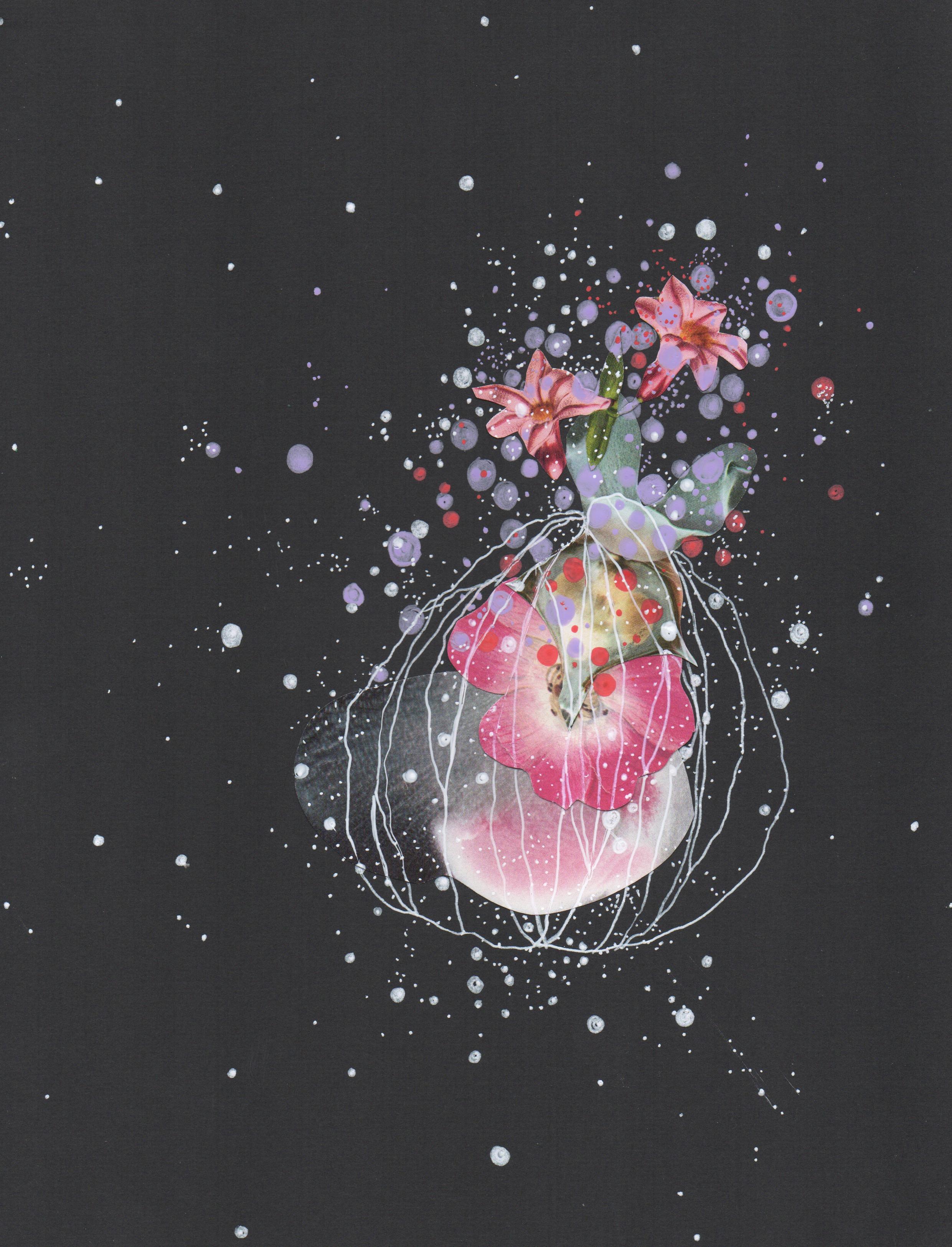 Abendmond Obst, Original zeitgenössisches abstraktes nautisches Mixed Media-Arbeiten – Mixed Media Art von Jenny Brown