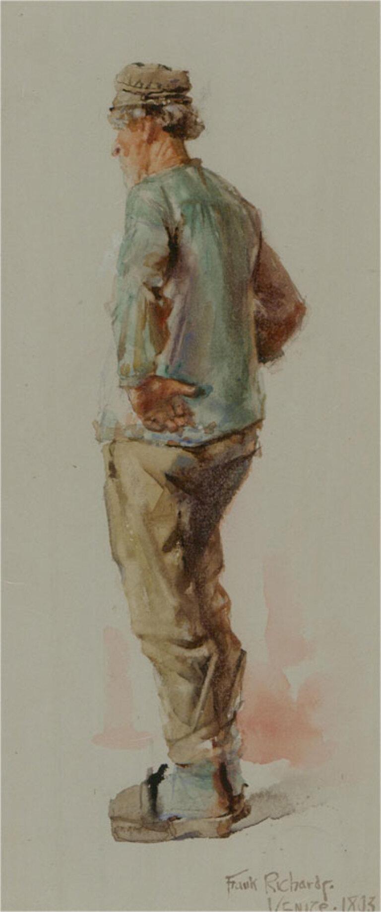 Frank Richards RBA (1863-1935) - 1893 Aquarell, venezianischer Fischer 3
