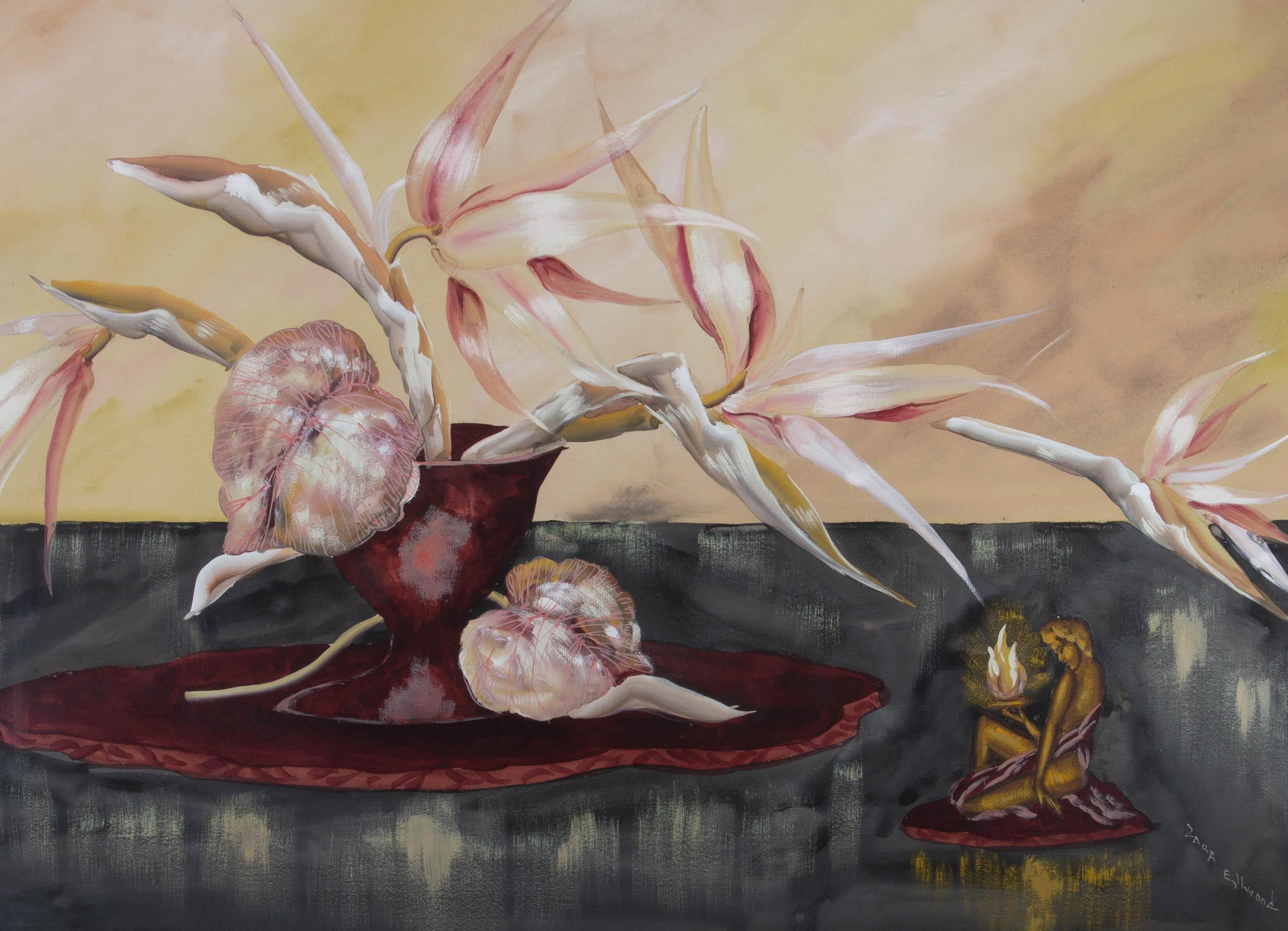 Zara Elwood - ca. 1930 Gouache, Paradiesvogel 4