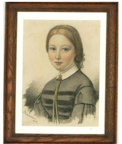 George Morosini (d.1882) - Mid 19th Century Chalk Pastel Drawing, Young Woman