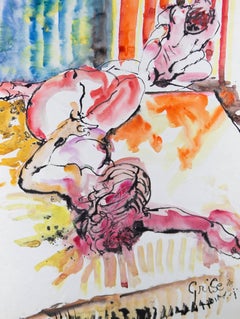 Hendrik Grise (1917-1982) - 1978 Watercolour, Interior Scene with Nude Figures