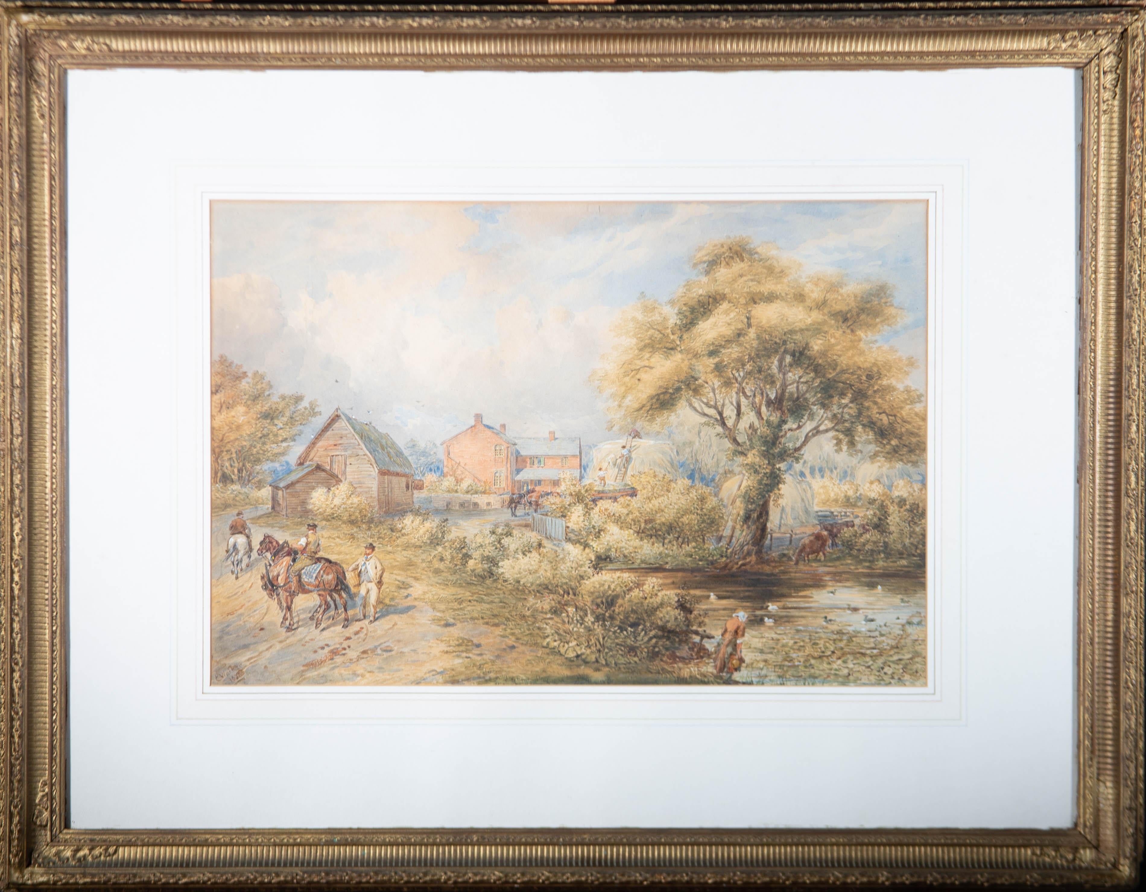 E. Walker - 1878 Watercolour, Farm at Northwood. Shropshire 1