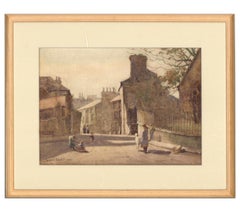 Walter Emsley (1860-1938) - Aquarelle de 1924, Scène de rue de Manchester